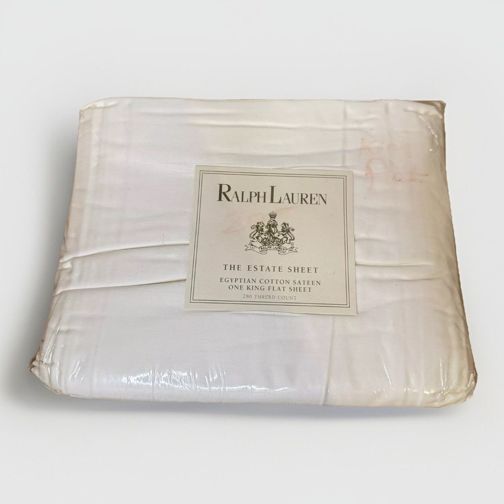 Ralph Lauren The Estate Sheet‎ KING FLAT Egyptian Cotton Sateen BONE NOS